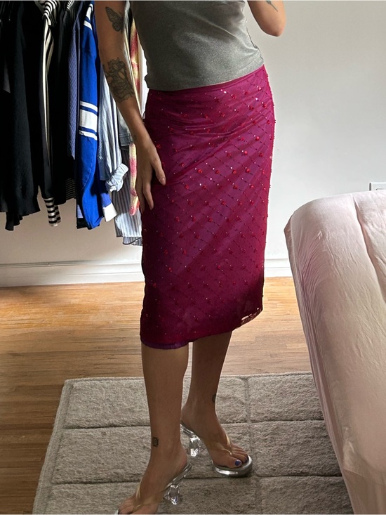 French Connection Dresses & Skirts - French Connection Magenta Beaded Midi Skirt